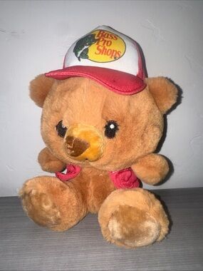 Bass Pro Shop Plush Teddy Bear Plush Pink Trucker Cap Limited Edition Fishing
